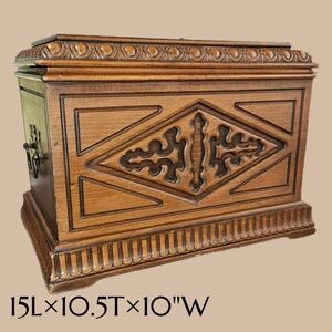 Vintage Carved Solid Wood Chest Jewelry Or Keepsake Box